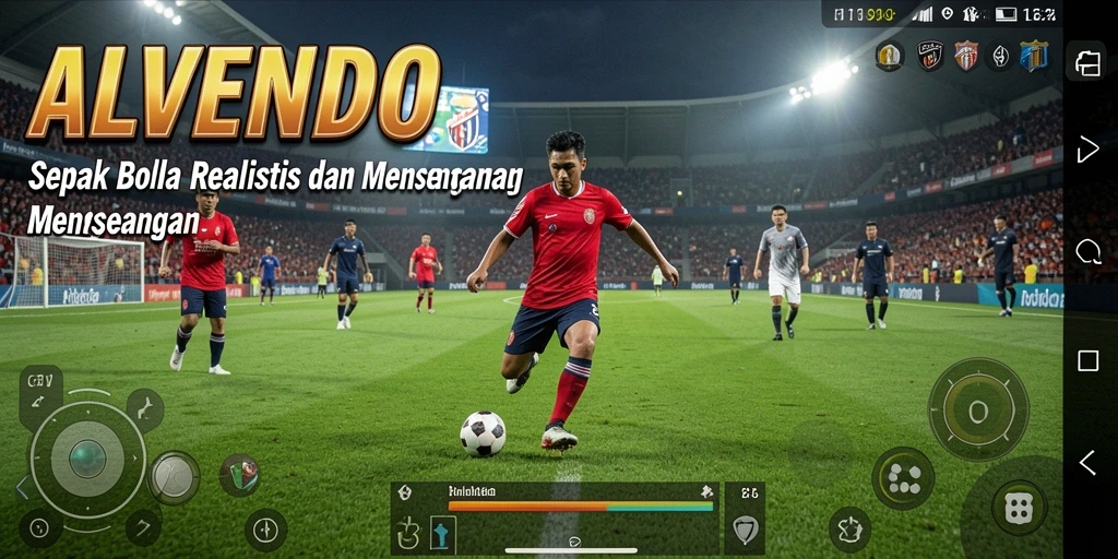 Tampilan gameplay ALVENDO dengan aksi sepak bola yang mendebarkan.