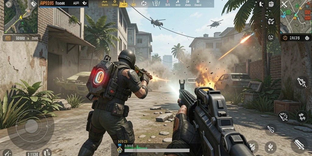 Screenshot menampilkan aksi intens dalam gameplay TPS API36.