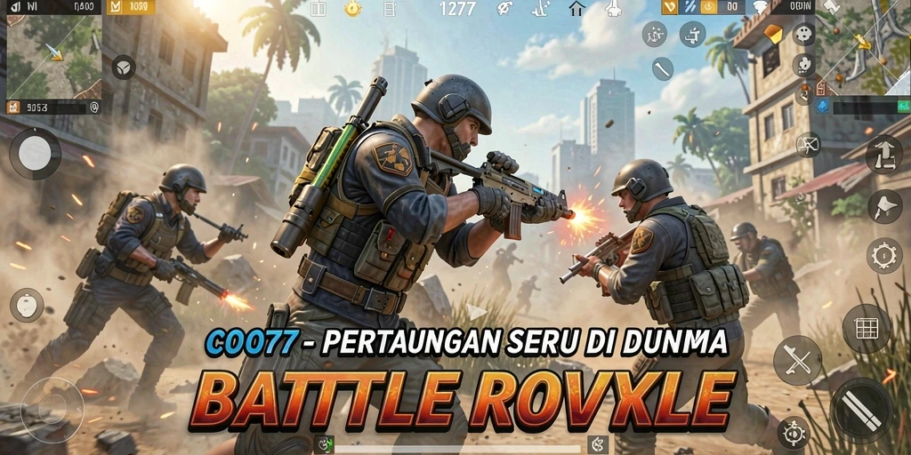 Screenshot utama COO77 menampilkan intensitas pertempuran Battle Royale yang mendebarkan.