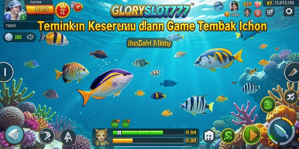 Tampilan gameplay seru dalam GLORYSLOT777 dengan berbagai jenis ikan.
