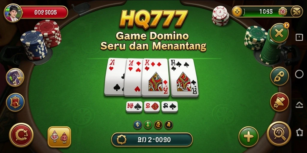 Tampilan gameplay seru di HQ777 saat bermain Domino.