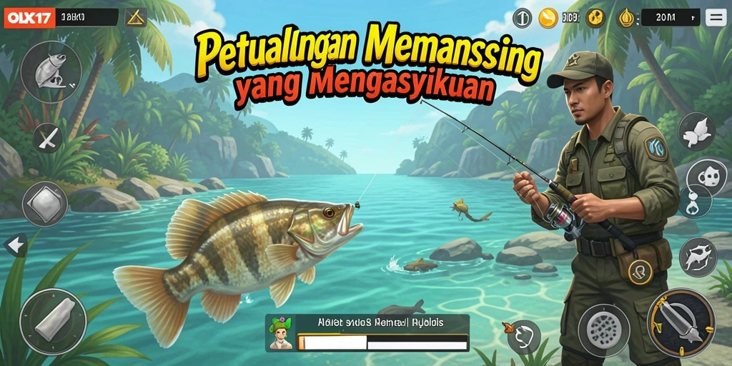 Gameplay seru OLX17 dengan berbagai jenis ikan menarik.