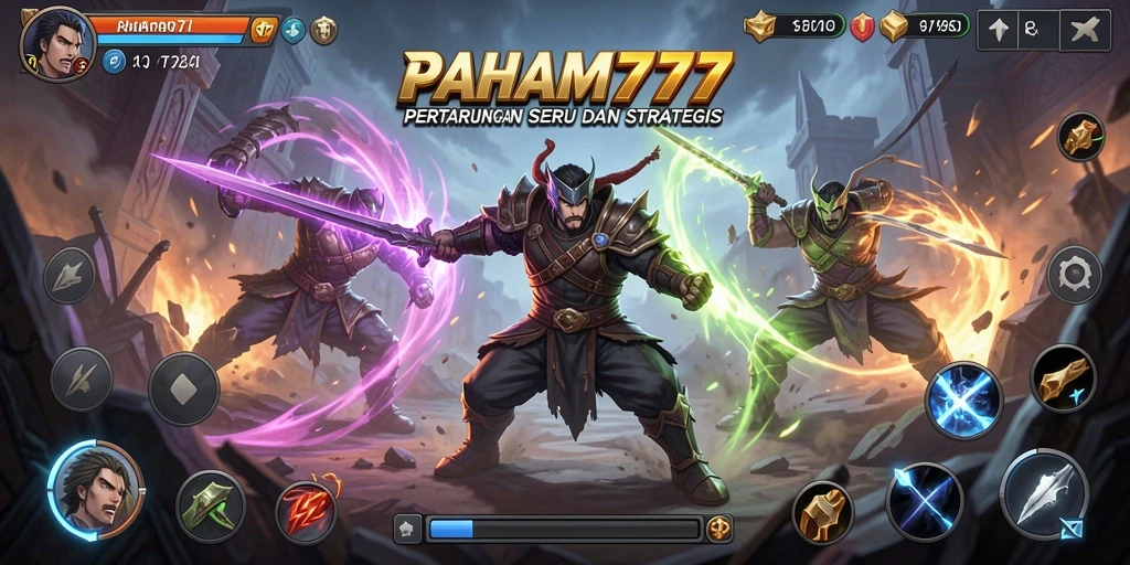 Tampilan gameplay seru dari PAHAM777 saat pertarungan epik berlangsung.