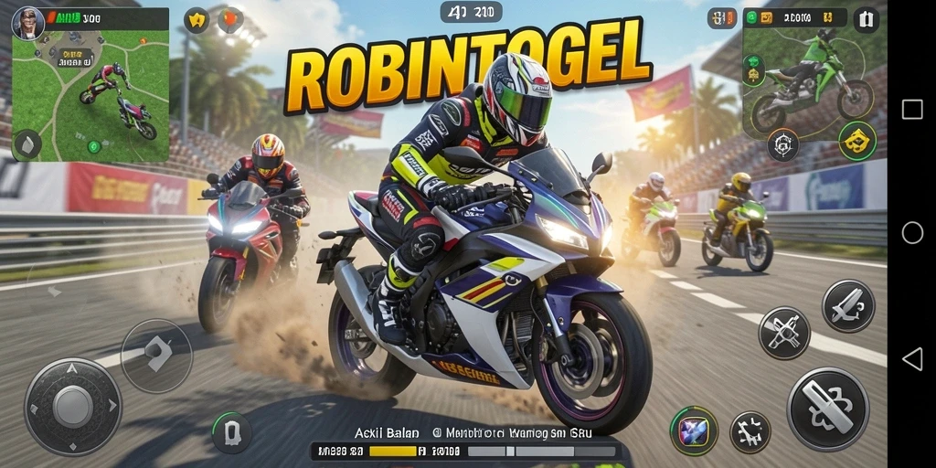 Gameplay seru balap motor di ROBINTOGEL.