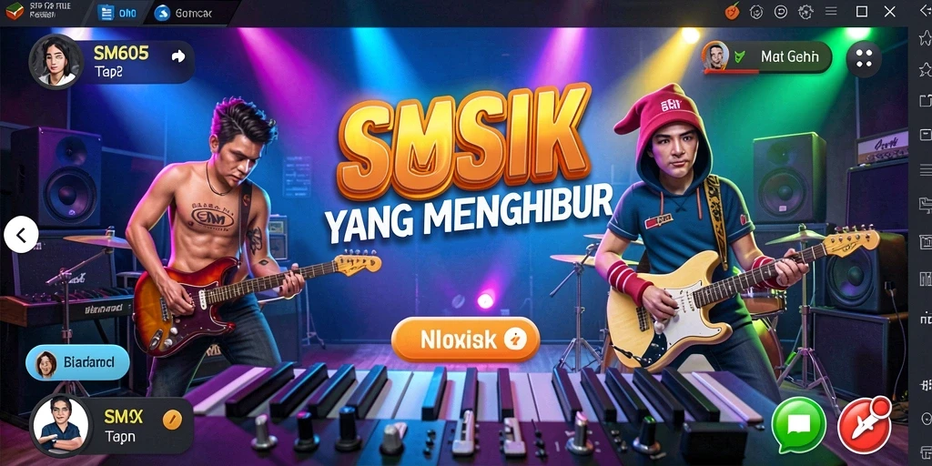 Tampilan menarik dari gameplay SM605 yang penuh warna dan energi.