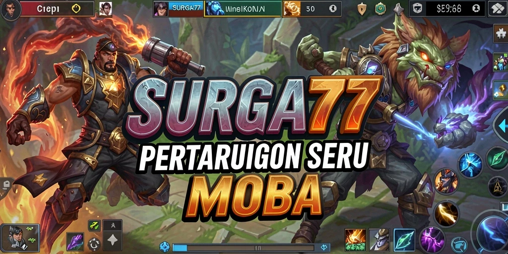 Tampilan aksi seru dalam gameplay <strong>SURGA77</strong> di arena pertarungan.