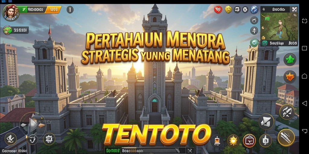 Tampilan gameplay TENTOTO dengan berbagai menara dan musuh.