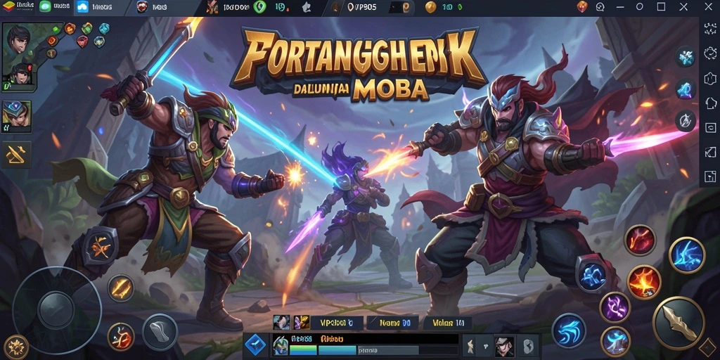 Screenshot VIP805 menampilkan pertarungan seru antara pahlawan di arena MOBA.